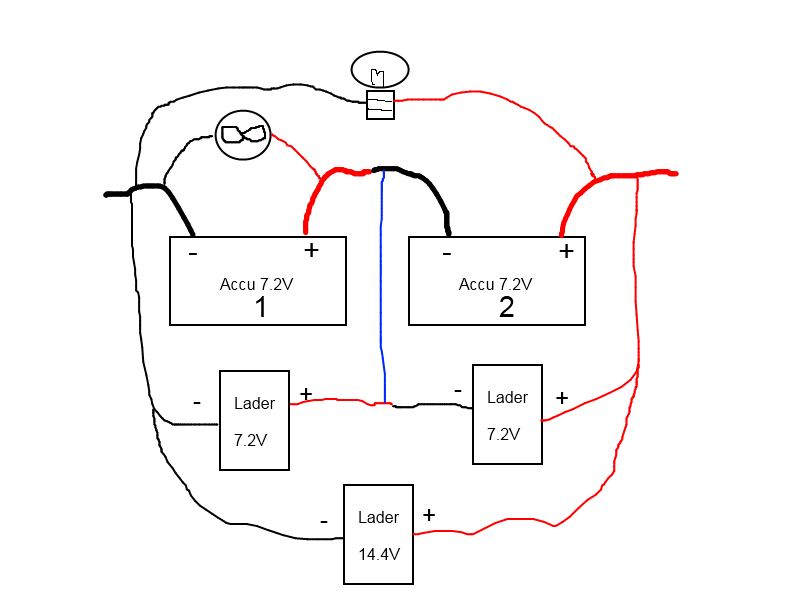 2x7V accu's, hoe naar 7V en 14V gebruiker tegelijkertijd ? Forum Circuits Online